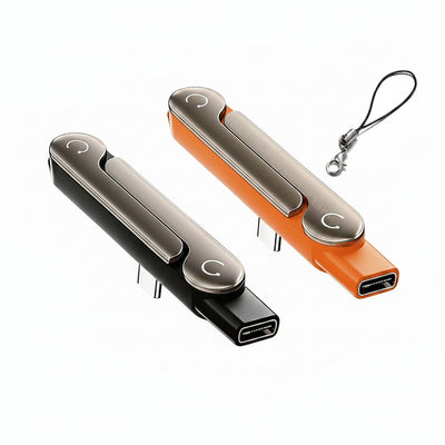 محوّل Type-C إلى USB-C بحامل قابل للطي يسند الجوال أثناء الشحن