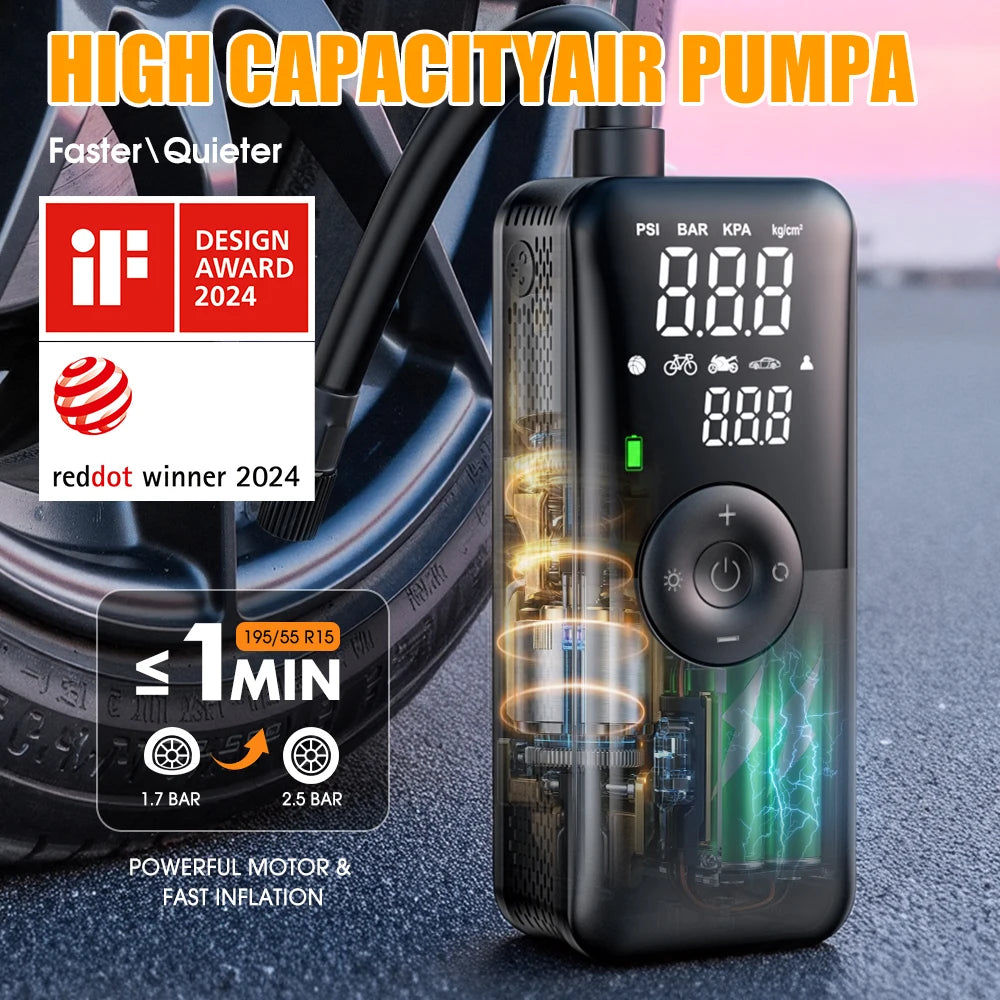 منفاخ إطارات CARSUN رقمي لاسلكي قابل للشحن